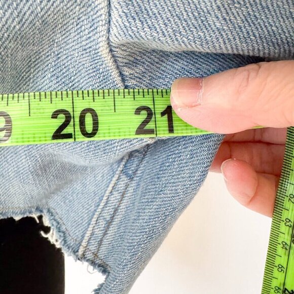 CROPPED FREYED TOP SHOP VINTAGE STYLE DENIM JACKET OVERSIZED US 8 - Picture 4 of 8